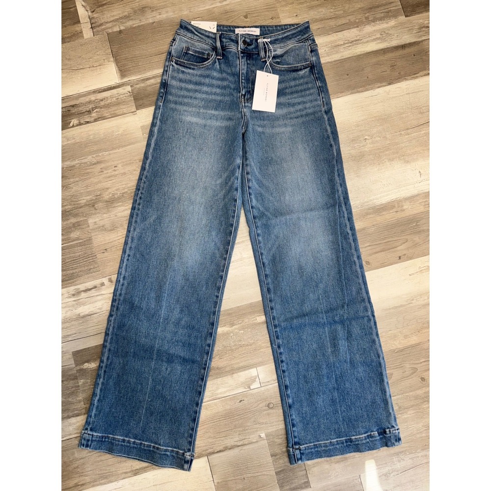 Flying Monkey Wide Leg Jeans Womens Blue High Rise Medium Wash F5990 Size 26 - Picture 2 of 8